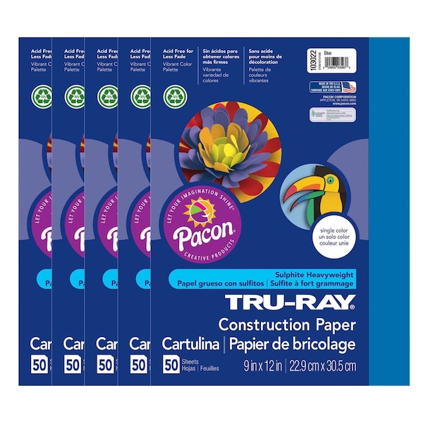 Pacon Tru-Ray Construction Paper, Blue, 9x12in, PK250 P103022 - main